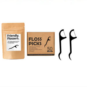 50pcs Đen sinh thái thân thiện nha khoa xỉa răng Flosser dính phân hủy sinh học bạc hà tre than nha khoa xỉa Picks - Product Image 6