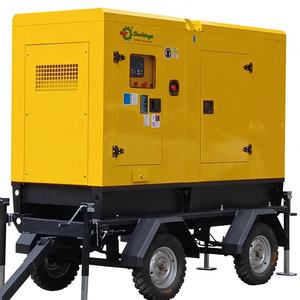 גנרטורים ניידים שקטים מסוג קאמינס 50 קילוואט 100 קילוואט 200 קילוואט 250 קילוואט עם גלגלים, מונעי דיזל, על גבי גרור. - Product Image 1