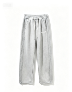 Pantalones deportivos de algodón para hombre, pantalones informales con cordón y cintura elástica, con bolsillos laterales, ropa de otoño en negro y gris - Product Image 2