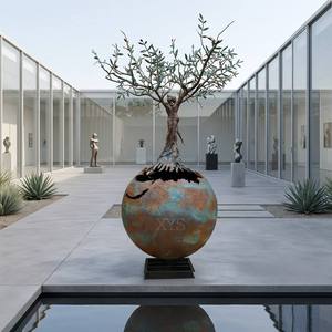 Escultura Moderna Abstracta de Árbol de <span class=keywords><strong>Olivo</strong></span> en Esfera Agrietada de Bronce Fundido por la Método de la Cera Perdida, Escultura de Bronce - Product Image 3