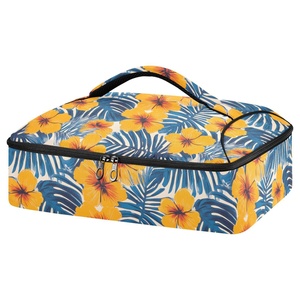 Bolsas Térmicas Personalizadas para Supermercado con Diseño de Flores Tropicales Hawaianas, para Transportar Cazuelas, Pizzas y Alimentos - Product Image 1