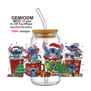 Logotipo personalizado de Anime UV Color Print 16oz 20oz 24oz 40oz Navidad Uv DTF Cold Cup Wrap Transfer Uvdtf Wrap Crystal Sticker - Product Image 6