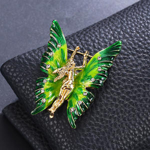 Broche de fée de mode rétro Weiman, goutte à goutte d'huile en alliage, épingle d'<span class=keywords><strong>insecte</strong></span> d'aile verte, corsage de costume pour femme haut de gamme - Product Image 4