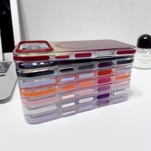 Funda para Teléfono con Efecto Degradado Láser, Carcasa de PC Esmerilada con Borde de TPU Suave y Tira Magnética Translúcida para iPhone 18 17 Pro Max - Product Image 4