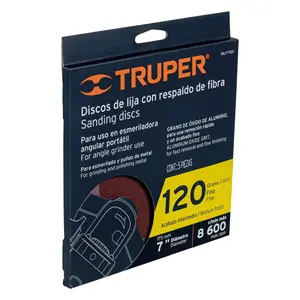 Truper 7 \ "Discos de lijado Paquete de 5 con respaldo de fibra de vidrio 120 Grano - Product Image 2