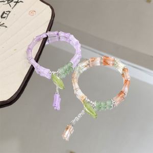 Pulsera de cuentas de bambú con cristales craquelados Fantasy Popcorn para mujer, joyería de cuentas de la amistad, pulseras de cristal elegantes para niñas - Product Image 3