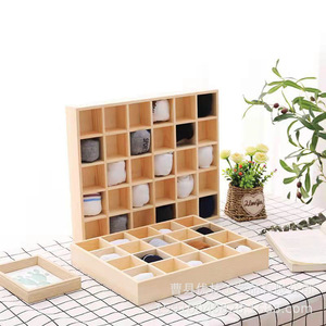 Solid Wood Storage <b>Box</b> With Compartments For <b>Socks</b> Underwear Desktop Organizer Rectangle Open Top Standing Type - Product Image 1