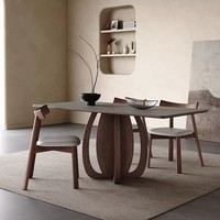 Ensemble de table et chaises de salle à manger en bois massif avec plateau en marbre rectangulaire moderne et luxueux, 6 à 8 places, meubles de cuisine complets, designs élégants noirs