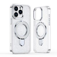 Coque de téléphone antichoc en TPU+PC avec support magnétique pour 16 Pro Max & 15, coque de protection transparente