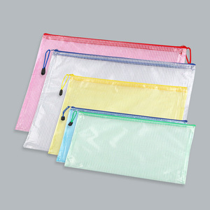 Mesh File Bags A4 A5 A6 Transparent Zipper Portable Document Pouches For Office Student Use Waterproof PVC Material - Product Image 1