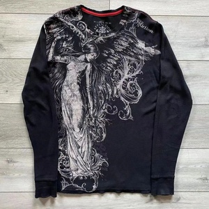 Camiseta de <span class=keywords><strong>Manga</strong></span> <span class=keywords><strong>Larga</strong></span> con Cuello Redondo y Estampado Vintage para <span class=keywords><strong>Hombre</strong></span>, Estilo Holgado, Mezcla de Algodón, 0511 - Product Image 4