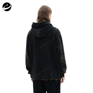 Xuchang Người Đàn Ông Của Trùm Đầu Cắt Đồ Họa In Pháp Terry Áo 100% Hữu Cơ Pima Cotton Chất Lượng Cao Ban Đầu Màu Đen Tùy Chỉnh - Product Image 2