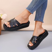 Nouvelles sandales compensées légères à semelle épaisse en PU pour femme, modèle été 2025, style européen et américain, bout ouvert, taille petite