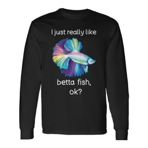 T-shirt à manches longues Betta Fish, j'aime vraiment les poissons Betta, design Ok pour les amoureux des poissons - Product Image 1