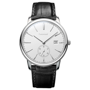 Montre minimaliste en acier inoxydable pour homme, mouvement automatique, bracelet en cuir - Product Image 3