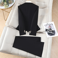 Veste de costume OEM à manches longues, blanche, style color-block, nouvelle collection automne-hiver, style européen et américain, ensemble élégant pour femme.