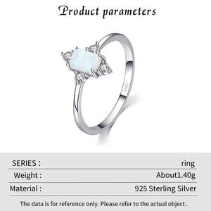 <b>Opal</b> <b>Ring</b> 925 Sterling Silver Prong Setting Round Diamond Accent Women's Classic Engagement Gemstone <b>Ring</b> - Product Image 2