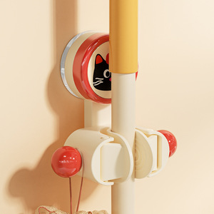 Suction Cup Mop <b>Clip</b> Wall Mounted Plastic Minimalist White Bathroom Mop Holder <b>Hook</b> - Product Image 4