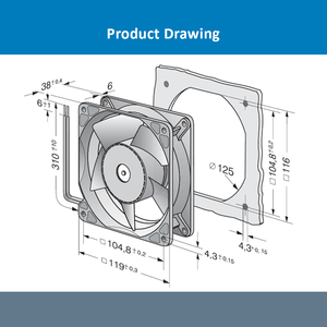 4114NH5 ebmpapst 24V DC 1.9A 45W 119*119*38มม. 12ซม. ปริมาณมากรุนแรงพัดลมระบายความร้อนตามแนวแกนพัดลมไฟฟ้า - Product Image 4