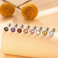 Bijoux de piercing en titane G23/F136, barbell à filetage interne en zircone de 2,5-5 mm, anneau de lèvre, plug d'oreille, clou d'oreille pour cartilage