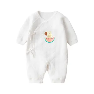 100% coton début printemps couleur unie nouveau-né sangle barboteuse pastèque imprimé bébé filles barboteuse