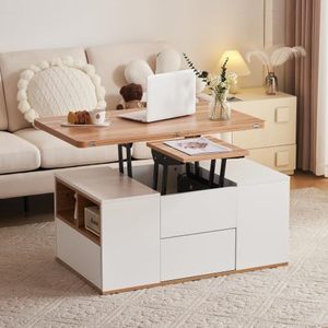 <b>Small</b> apartment Nordic style folding and height-adjustable coffee <b>table</b>, multi-functional floor <b>table</b>, simple living room - Product Image 1