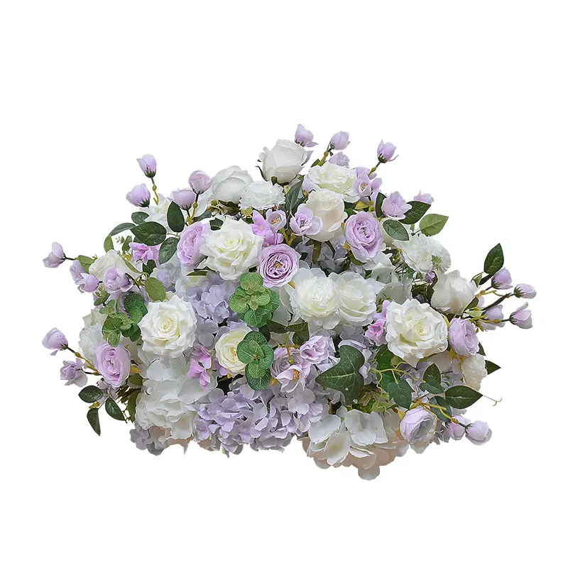 High Quality Purple Rose Flower Wedding Stage Background Artificial Flower Arch Decor