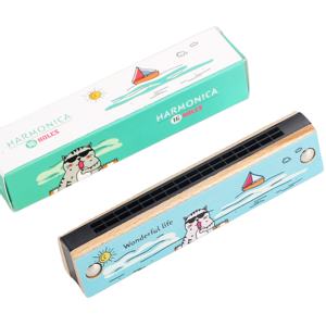 Armónica de Doble Fila de Madera Estilo Dibujos Animados, 16 Orificios, 64 Tonos, <span class=keywords><strong>Escala</strong></span> Do Mayor, Modelo Educativo Musical para Niños DF16W-1 - Product Image 1