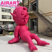 Poupée gonflable géante rose du diable pour Halloween, mascotte gonflable de personnage démoniaque pour la décoration d'événements et de fêtes.