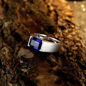 Classic Emerald Cut Lab Grown Diamond 14K Gold Tension Setting Unisex Gemstone Engagement <b>Ring</b> - Product Image 1