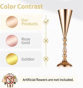 Tabletop Metal Wedding Flower <b>Vase</b> <b>Stand</b> Golden Table Decorative Centerpiece Artificial Flower Holder for Anniversary - Product Image 3
