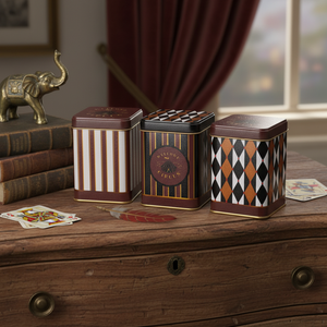 Ensemble 3 boîtes de rangement décoratives Vintage Circus Elegance Design 75X75X100mm Boîte carrée en métal Elegant Circus Circus Circus Style - Product Image 3