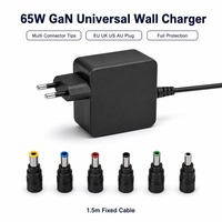 Adaptateur de chargeur pour ordinateur portable THEONE 65W, type mural universel, remplacement pour HP Dell Lenovo Asus Acer, sortie 18,5-20V, câble fixe de 1,5 m