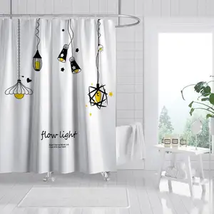 Profesyonel OEM fabrika doğrudan tedarik ekran baskı % 100% Polyester kumaş tekstil su geçirmez banyo duş perdesi