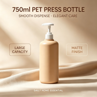 Bouteilles en plastique PET de 750 ml, emballage cosmétique, bouteille d'huile pour le corps, grande capacité pour shampoing, savon liquide, OEM ODM