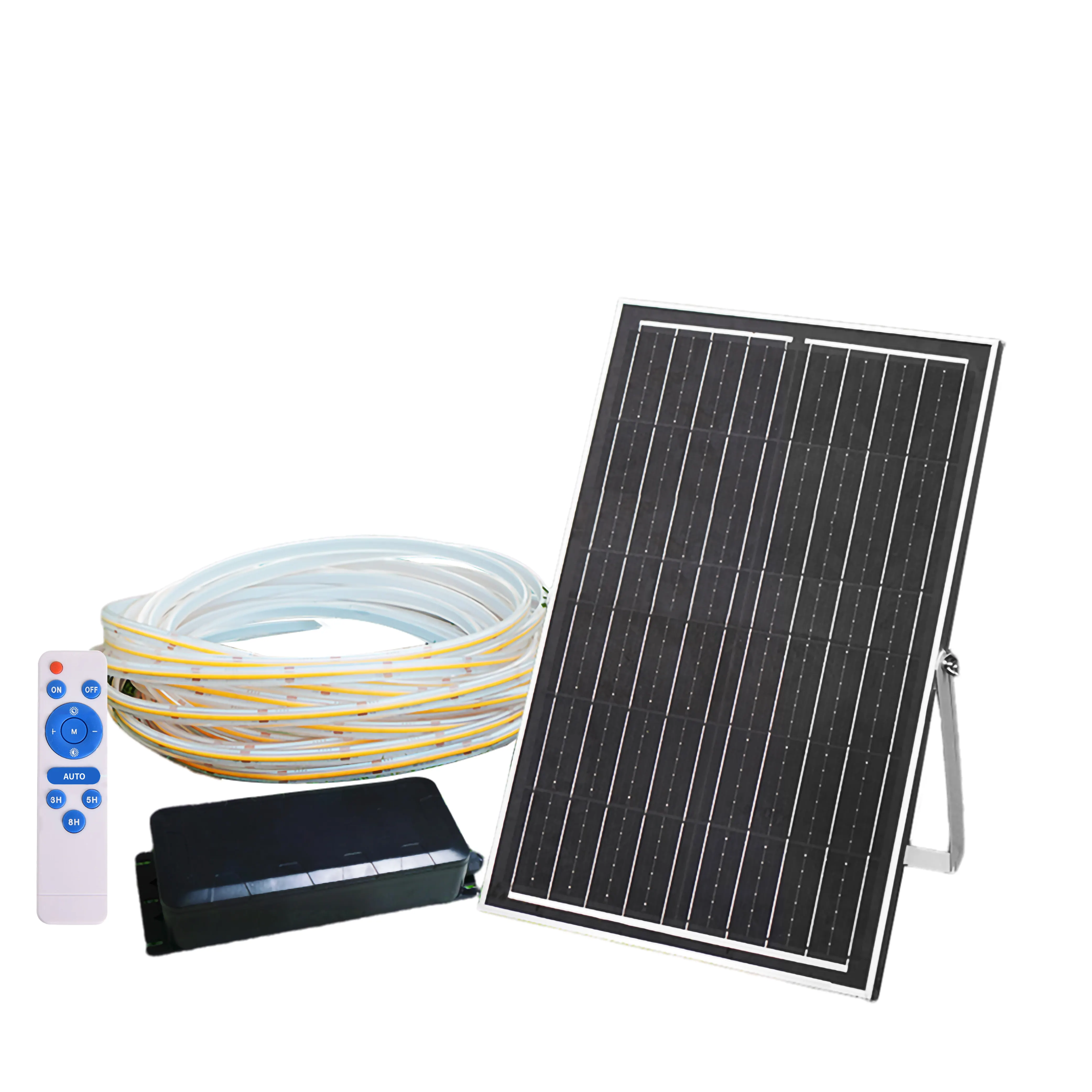 Solarstrom-LED-Streifenlicht 36 V Ip65 Cob-LED-Streifen mit Solarpanel-Strom flexibel weich für Indoor-Outdoor-Schwimmbad