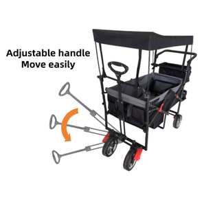 Chariot utilitaire pliable robuste de haute qualité Push Pull <span class=keywords><strong>Wagon</strong></span> poussette auvent pour le stockage des achats en plein air industriel - Product Image 5
