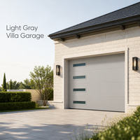 Porte de garage électrique à enroulement en aluminium gris clair avec quatre fenêtres étroites pour les projets d'entrée de villas, d'usines et d'ateliers
