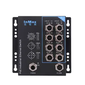 INMAX nhà sản xuất M12 chuyển đổi 48V PoE 8 cổng 10/100/1000Mbps M12 hàng không Cắm Công Nghiệp Ethernet chuyển đổi mạng M12 PoE chuyển đổi