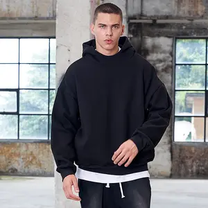 Thick Plain High Quality Hoodies Blank Custom Made Hoodie Cropped Boxy Fit Heavyweight Hoodie For Men Clothing Manufacturer