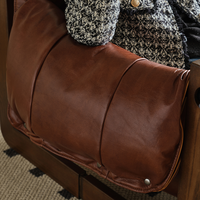 Fauteuil de salon moderne du milieu du siècle en cuir véritable haut de gamme avec pieds en bois massif pour la maison, le bureau, le salon, la chambre à coucher