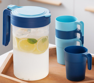 เหยือกกรองน้ำ1800มล. พร้อมถ้วย4ใบชุดกาน้ำเย็นเย็นพลาสติกทนความร้อนเครื่องจ่ายไวน์น้ำผลไม้น้ำแข็งชา - Product Image 6