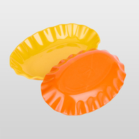 Assiette ovale en mélamine multicolore à bords ondulés, résistante aux taches, réutilisable, pour la maison, pour servir les repas quotidiens
