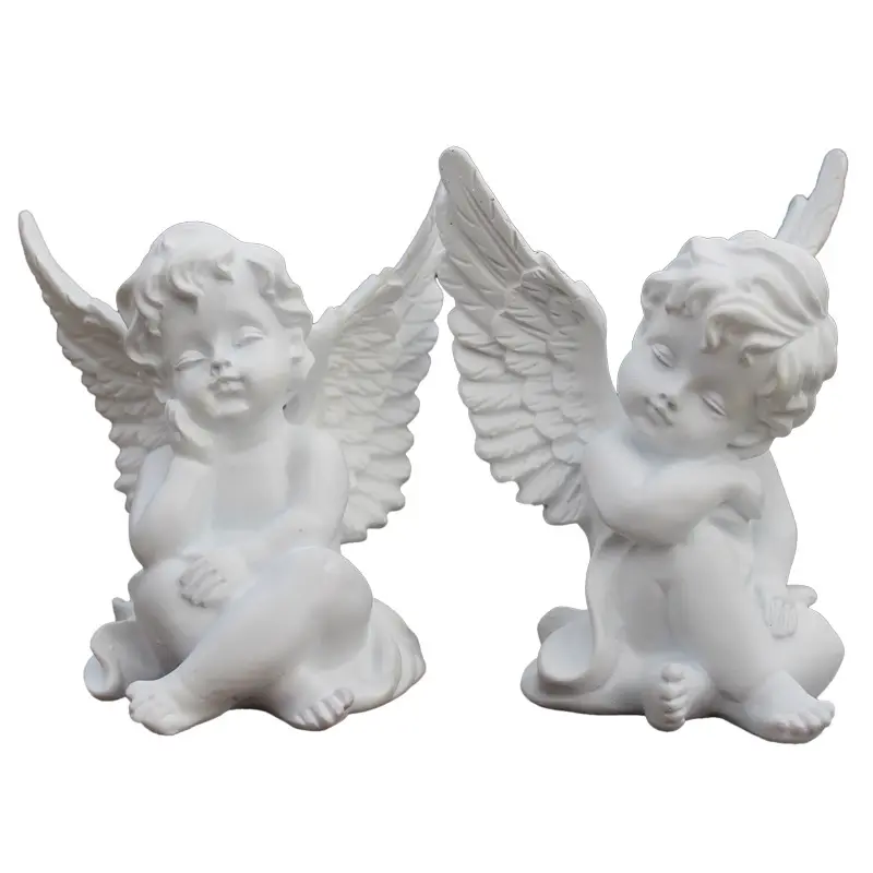 Estátua de resina de anjo, estatuetas de escultura harp cherub para escultura em casa ou dentro de casa