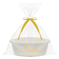 Panier-cadeau personnalisé de petite taille avec sacs-cadeaux en coton tressé pour bébé et rubans – Ensemble durable