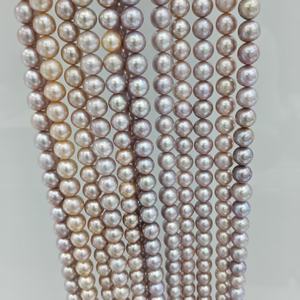 Collar de cuentas de perlas de agua dulce sueltas naturales de Color rosa púrpura perla de patata redonda de grado 5A Edison de 9-10mm - Product Image 4