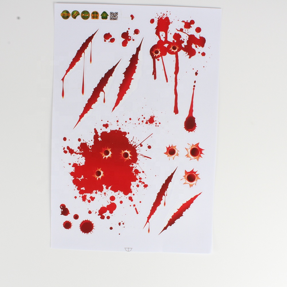 big removable happy 2021 halloween decoration blood handprints drips vinyl type label door stickers for car