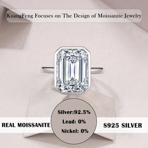 10ctw moissanite Vòng 925 Sterling bạc bạch kim mạ <span class=keywords><strong>Emerald</strong></span> cắt Ngân Sách thân thiện tuyên bố phong cách trang sức cho phụ nữ - Product Image 4