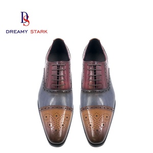 Chaussures de mariage formelles pour hommes en cuir véritable de luxe vintage de haute qualité, faites à la main, à trois couleurs, avec logo personnalisé - Product Image 4