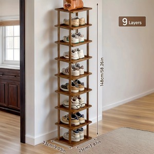 9-Tier Bamboo <b>Shoe</b> <b>Rack</b>, Tall and Narrow Vertical <b>Storage</b> <b>Rack</b>, Entryway Corner Multi-Layer <b>Shoe</b> <b>Storage</b> <b>Rack</b>, Multi-Functional - Product Image 3